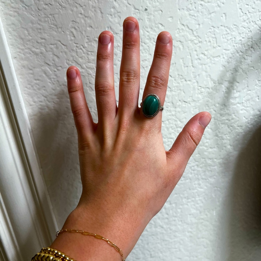 Green Stone Silver Ring